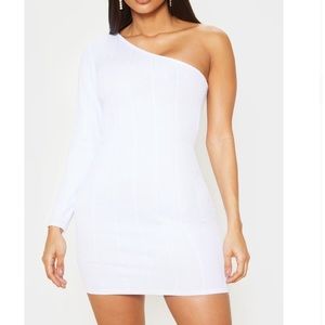 NWT white bodycon one shoulder bandage mini dress